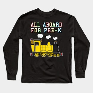 All Aboard For Pre-K Steam Train (Yellow) Long Sleeve T-Shirt